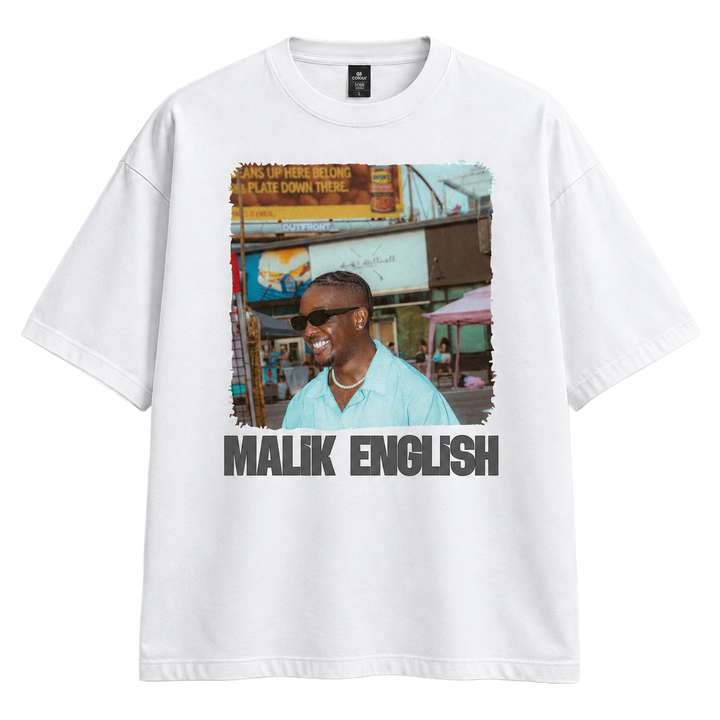 Malik English SHOOT 4 AS Colour Classic Oversized Tee 5069 white front.
