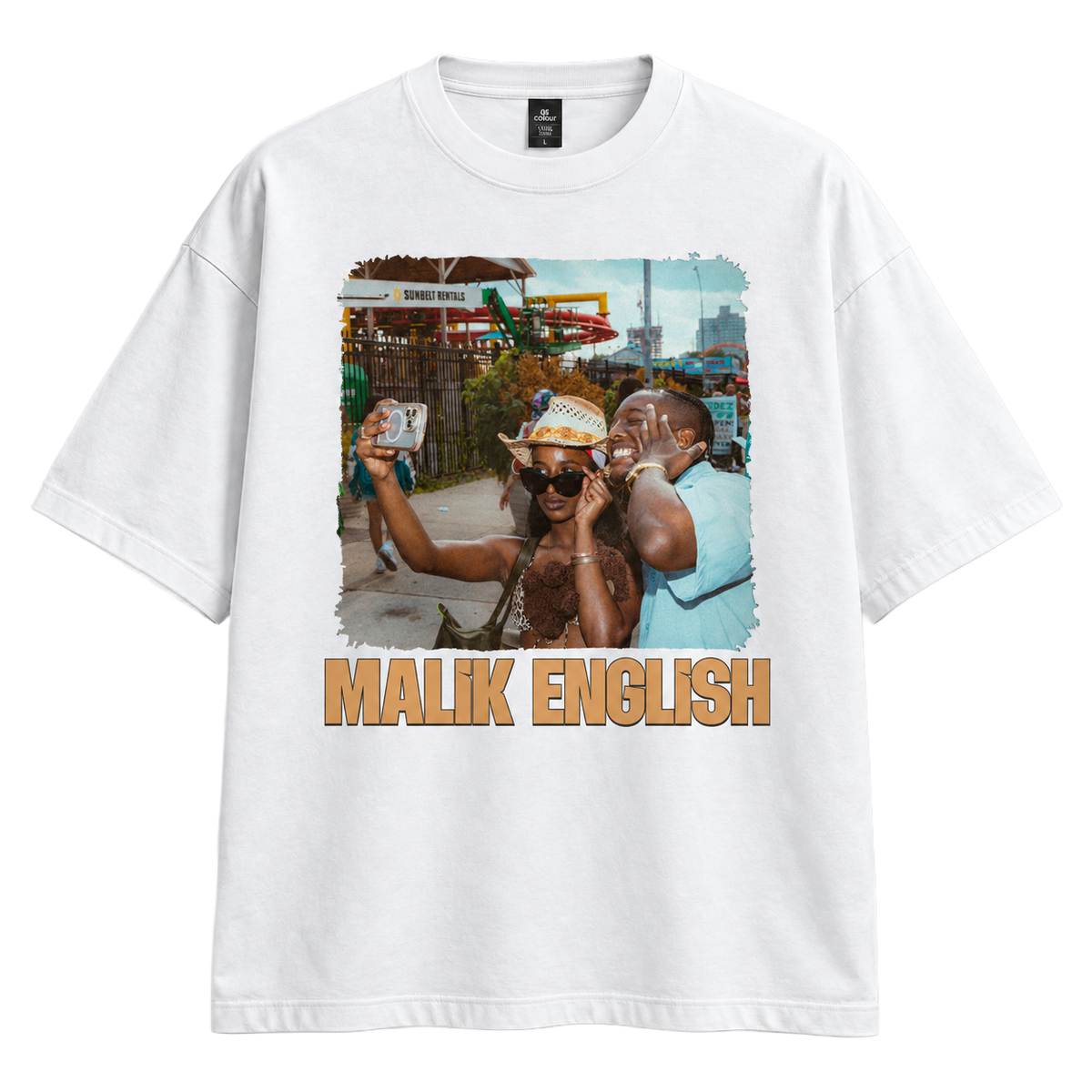Malik English SHOOT 6 AS Colour Classic Oversized Tee 5069 white front.