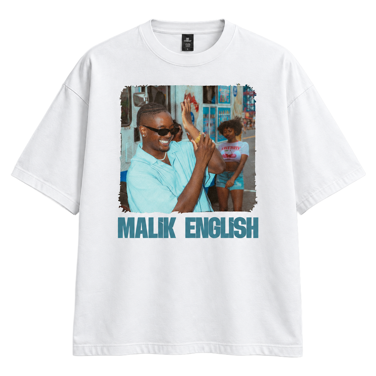 Malik English SHOOT 7 AS Colour Classic Oversized Tee 5069 white front.