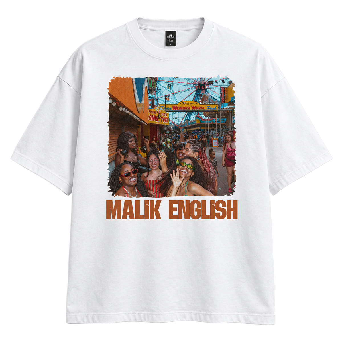 Malik English SHOOT 8 AS Colour Classic Oversized Tee 5069 white front.
