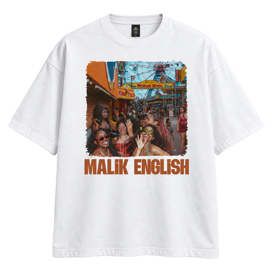 Malik English SHOOT 8 AS Colour Classic Oversized Tee 5069 white front.