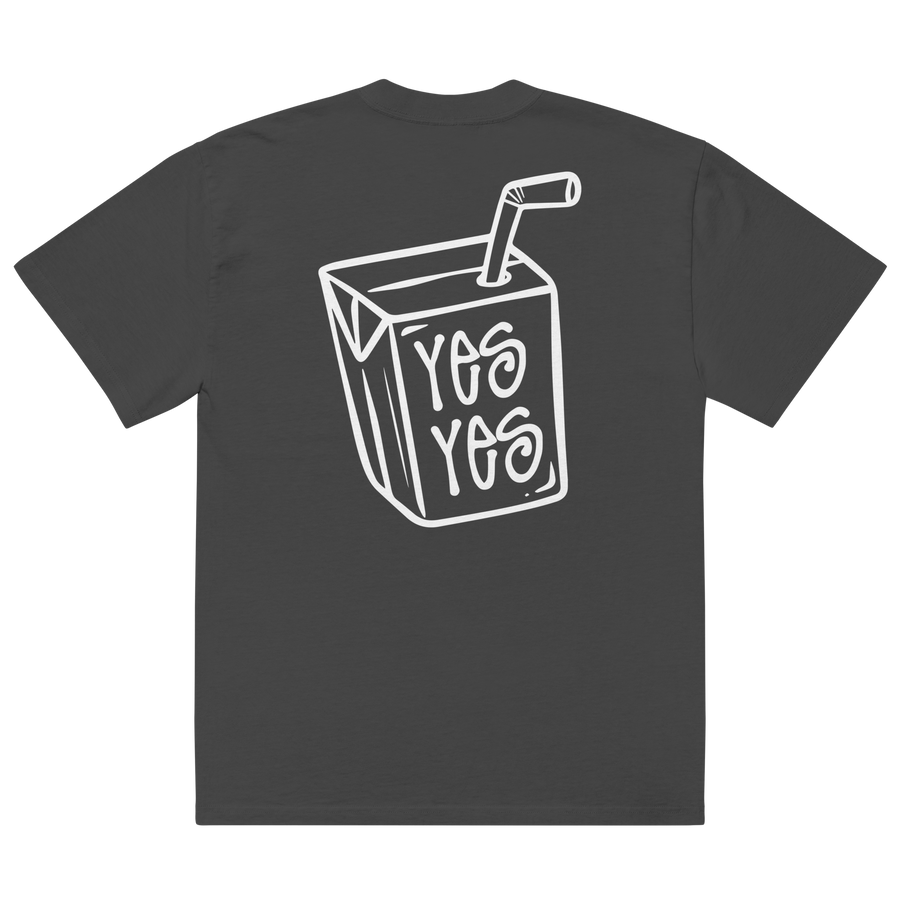 Unisex Liquid Lowdown faded black T-shirt with oversized fit, showing the back design and distressed style.