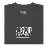 Unisex Liquid Lowdown Faded Black T-Shirt with oversized fit and distressed style, front view showing faded black fabric.