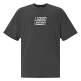 Unisex Liquid Lowdown Faded Black Tee with oversized fit, front view, casual style, soft fabric, and faded black color.