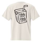 Unisex Liquid Lowdown Faded Bone T-Shirt with oversized fit and distressed faded design, shown from the back.