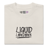 Unisex Liquid Lowdown Faded Bone T-Shirt with oversized fit and distressed faded design on the front.