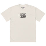 Unisex Liquid Lowdown Faded Bone T-Shirt with oversized fit, front view showing distressed, faded design in soft bone color.