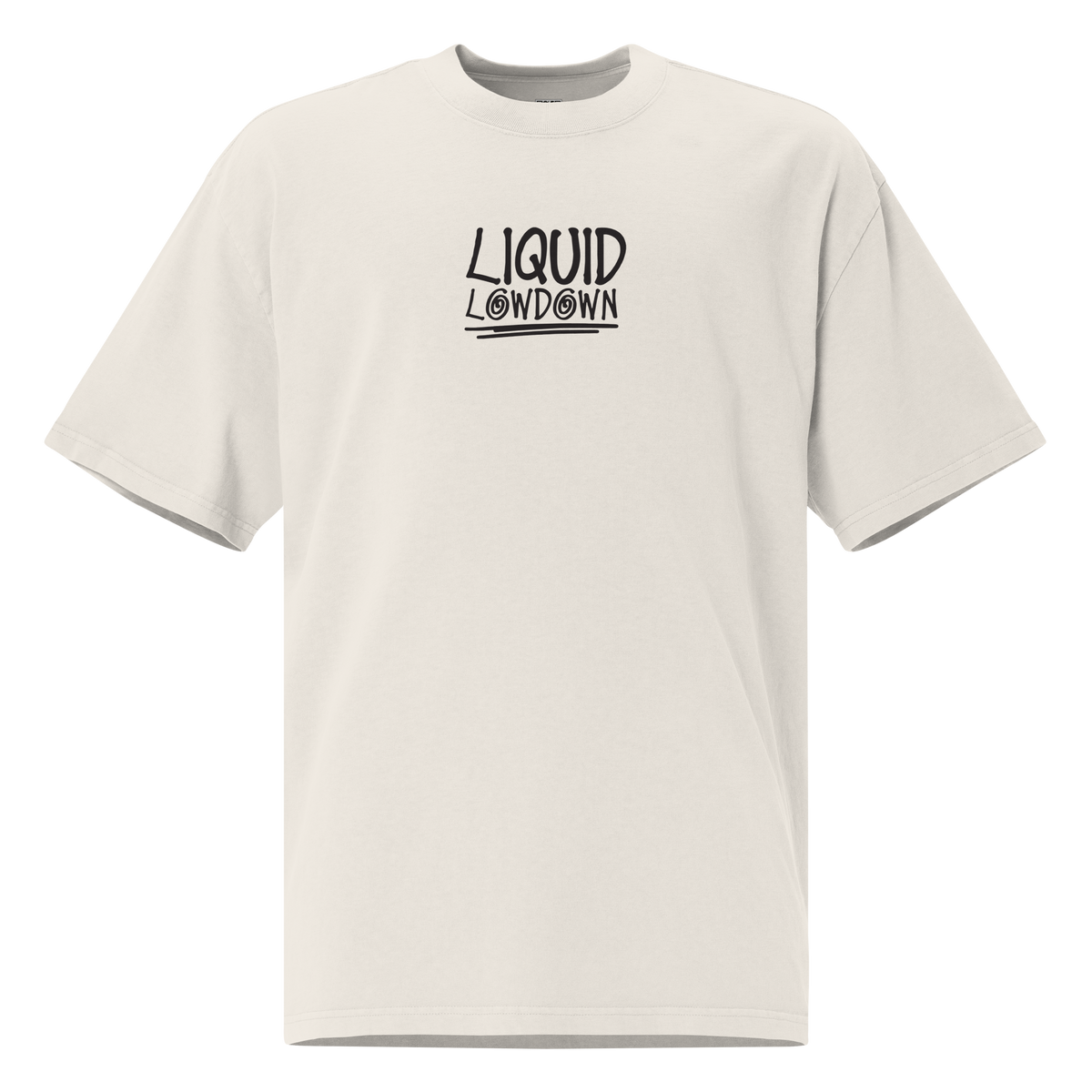 Unisex Liquid Lowdown Faded Bone Tee featuring an oversized fit and faded design, front view showing distressed style and soft fabric.