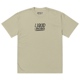 Unisex Liquid Lowdown Faded Eucalyptus T-Shirt with oversized fit and distressed design, front view.
