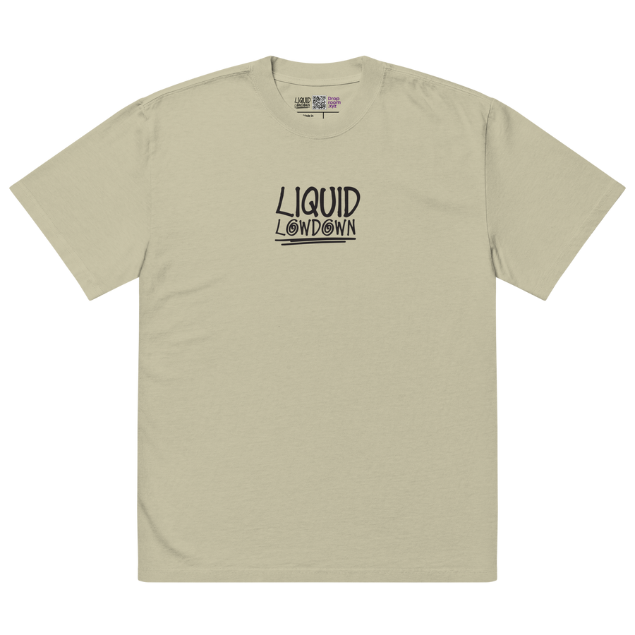 Unisex Liquid Lowdown Faded Eucalyptus T-Shirt with oversized fit and distressed design, front view.
