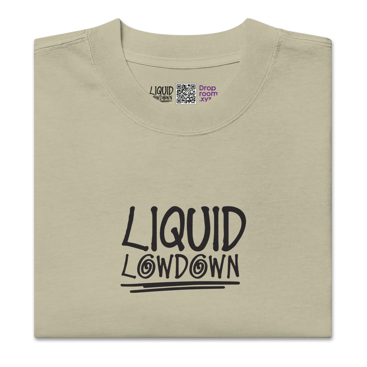 Unisex Liquid Lowdown Faded Eucalyptus T-shirt with oversized fit, front view showcasing the soft, faded eucalyptus print.