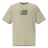 Unisex Liquid Lowdown Faded Eucalyptus T-shirt with oversized fit, front view showing distressed, faded eucalyptus design.