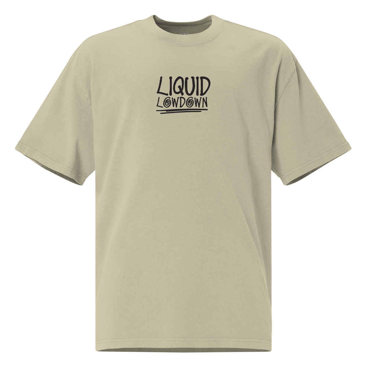 Unisex Liquid Lowdown Faded Eucalyptus T-shirt with oversized fit, front view showing distressed, faded eucalyptus design.