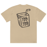 Unisex Liquid Lowdown faded khaki T-shirt with oversized fit, shown from the back, casual and relaxed style.