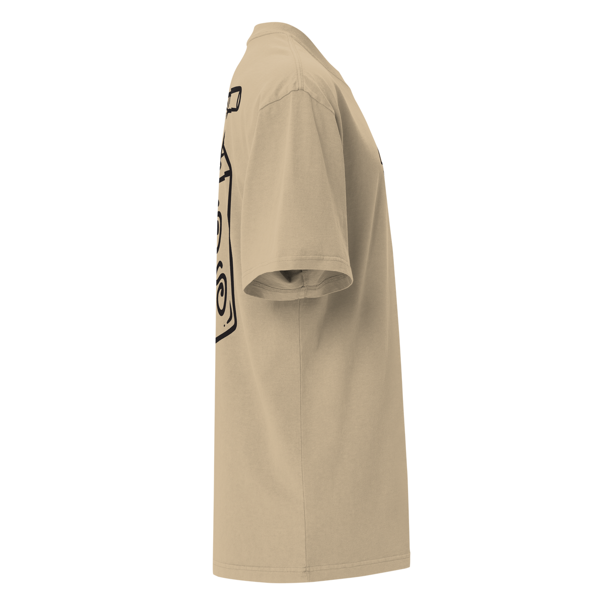 Unisex Liquid Lowdown Faded Khaki T-Shirt, oversized fit, soft fabric with a faded khaki color, casual streetwear style.