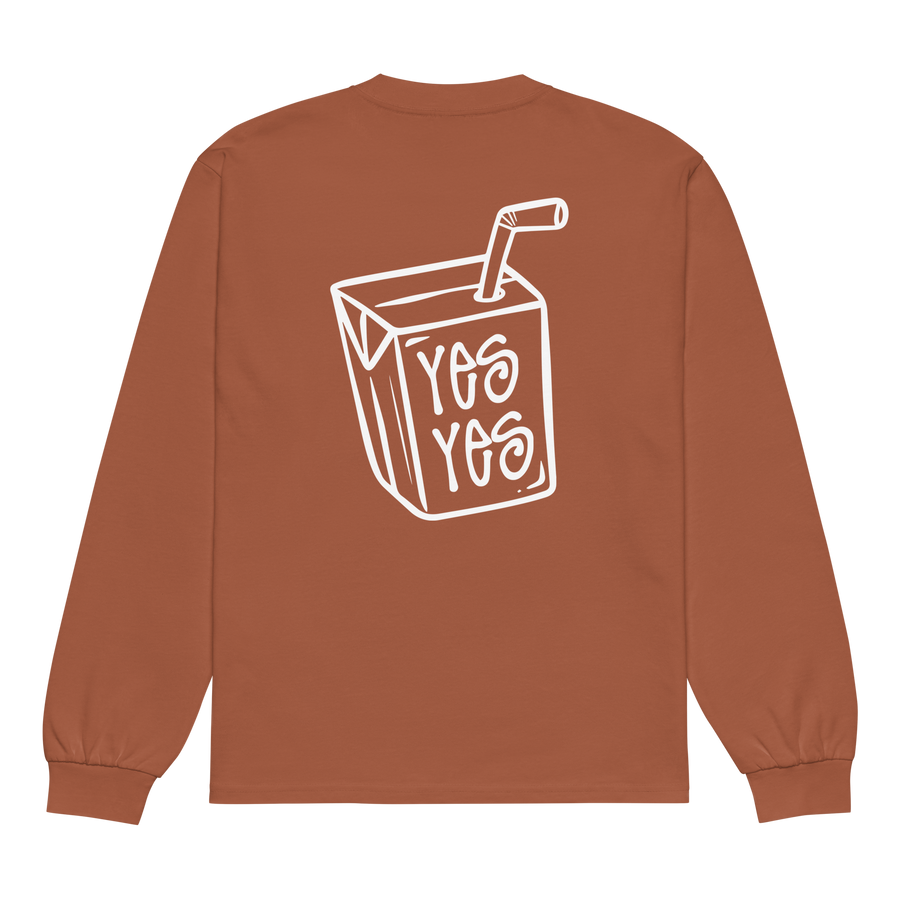 Unisex Clay Long Sleeve T-Shirt by Liquid Lowdown with heavyweight fabric and back design, casual and comfortable style.