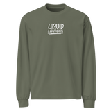 Unisex Liquid Lowdown Cypress long sleeve T-shirt in heavyweight fabric, front view showing the stylish design and fit.