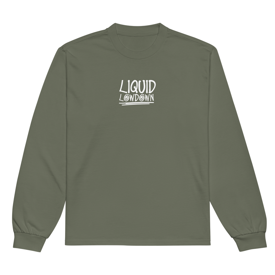 Unisex Cypress Long Sleeve Tee by Liquid Lowdown, heavyweight cotton shirt with front design featuring the Cypress logo.