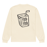 Unisex Liquid Lowdown ecru long sleeve T-shirt with a relaxed fit, heavyweight fabric, viewed from the back.