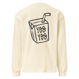 Unisex Liquid Lowdown Ecru long sleeve T-shirt with a heavyweight fabric, shown from the back.