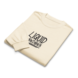 Unisex Liquid Lowdown Ecru long sleeve T-shirt with a comfortable heavyweight fabric, front view showing classic design.