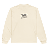 Unisex Liquid Lowdown Ecru long sleeve T-shirt with a premium heavyweight fabric, front view showing classic crew neck design.