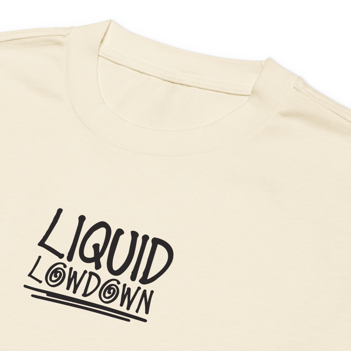 Liquid Lowdown unisex ecru long sleeve T-shirt with a premium heavyweight cotton fabric, casual and comfortable for everyday wear.